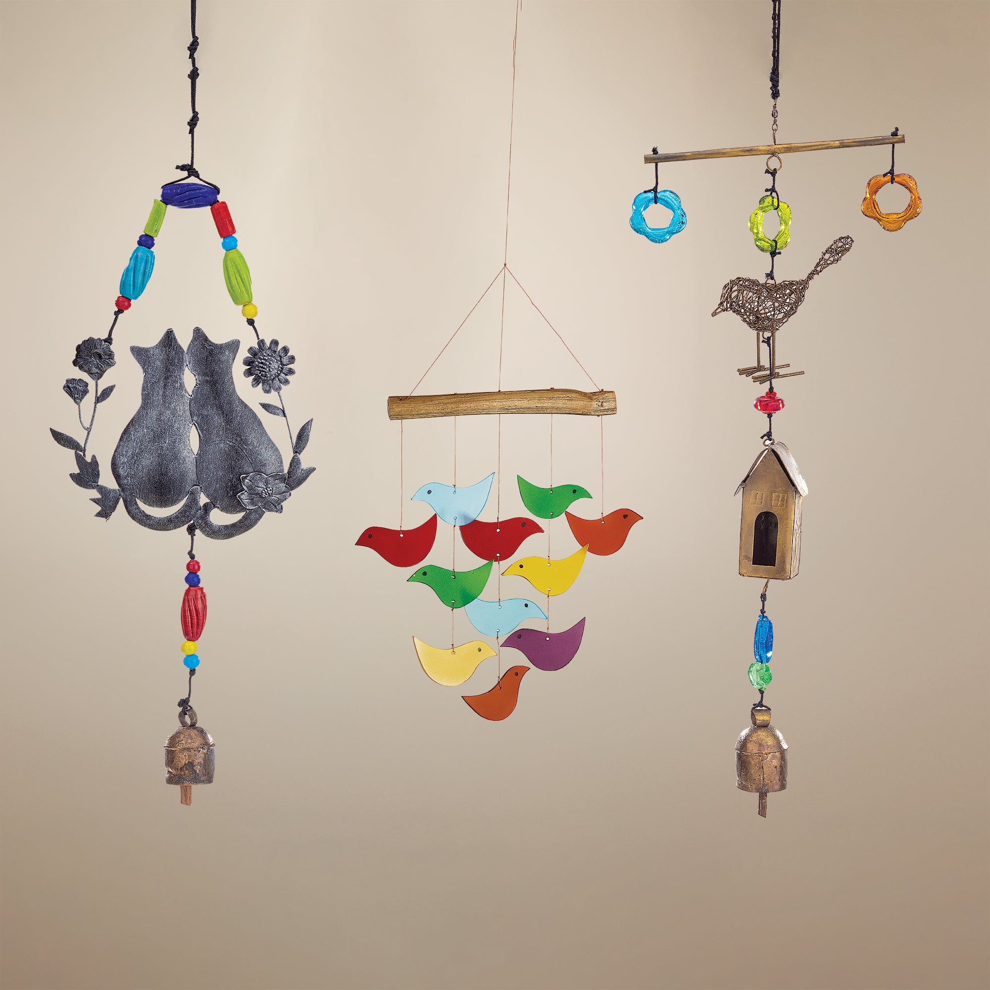 Hand-Cut Kitty Couple Wind Chime