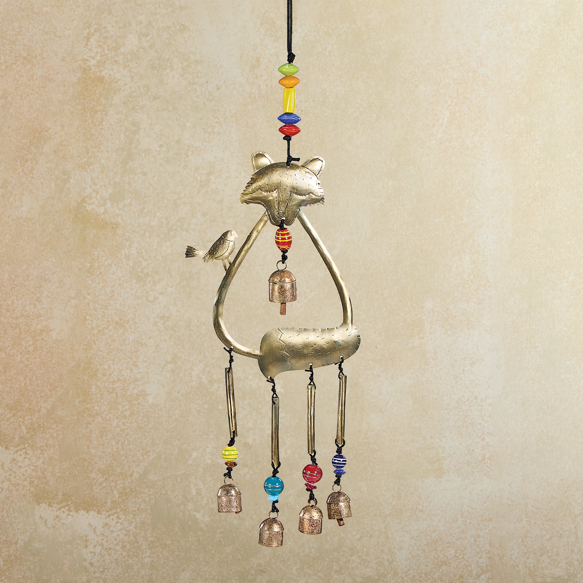 Hand-Cut Iron Fox & Bird Wind Chime (Preorder)