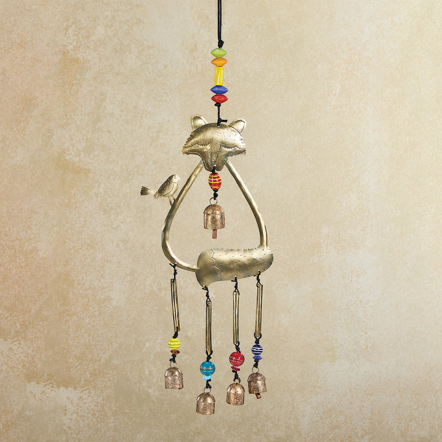 Hand-Cut Iron Fox & Bird Wind Chime