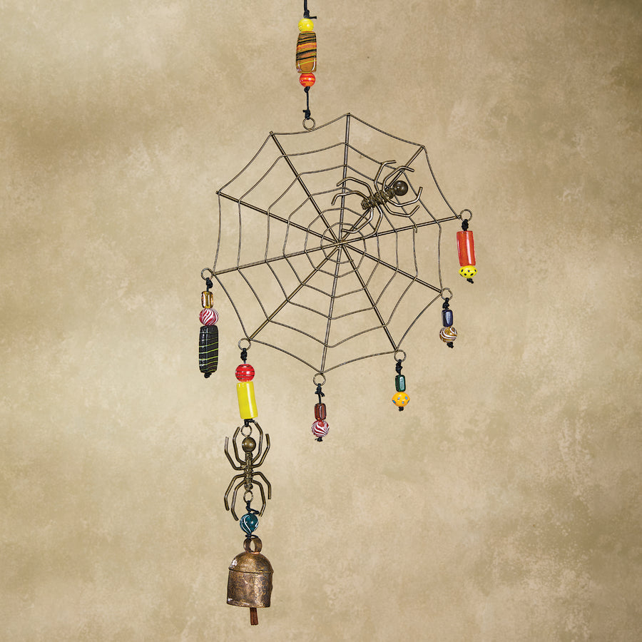 Hand-Cut Iron Spiderweb Wind Chime