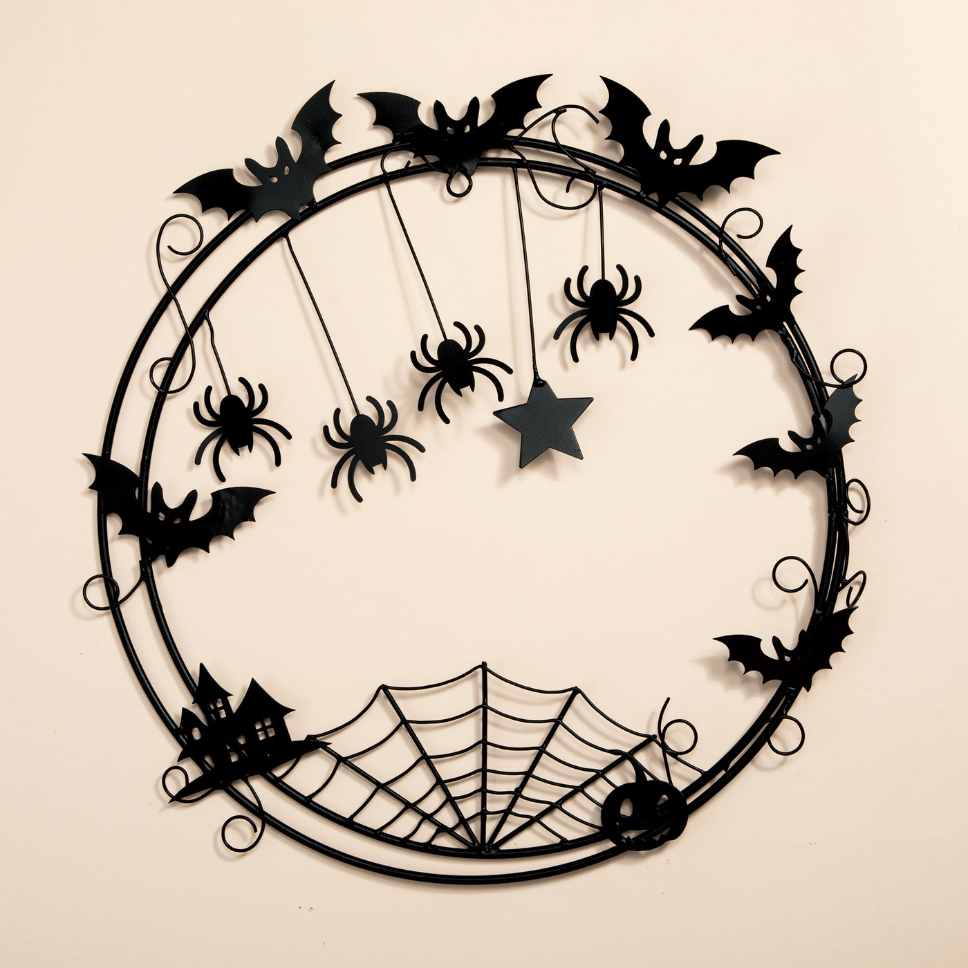 Spooky Black Iron Circle Wreath (Preorder)
