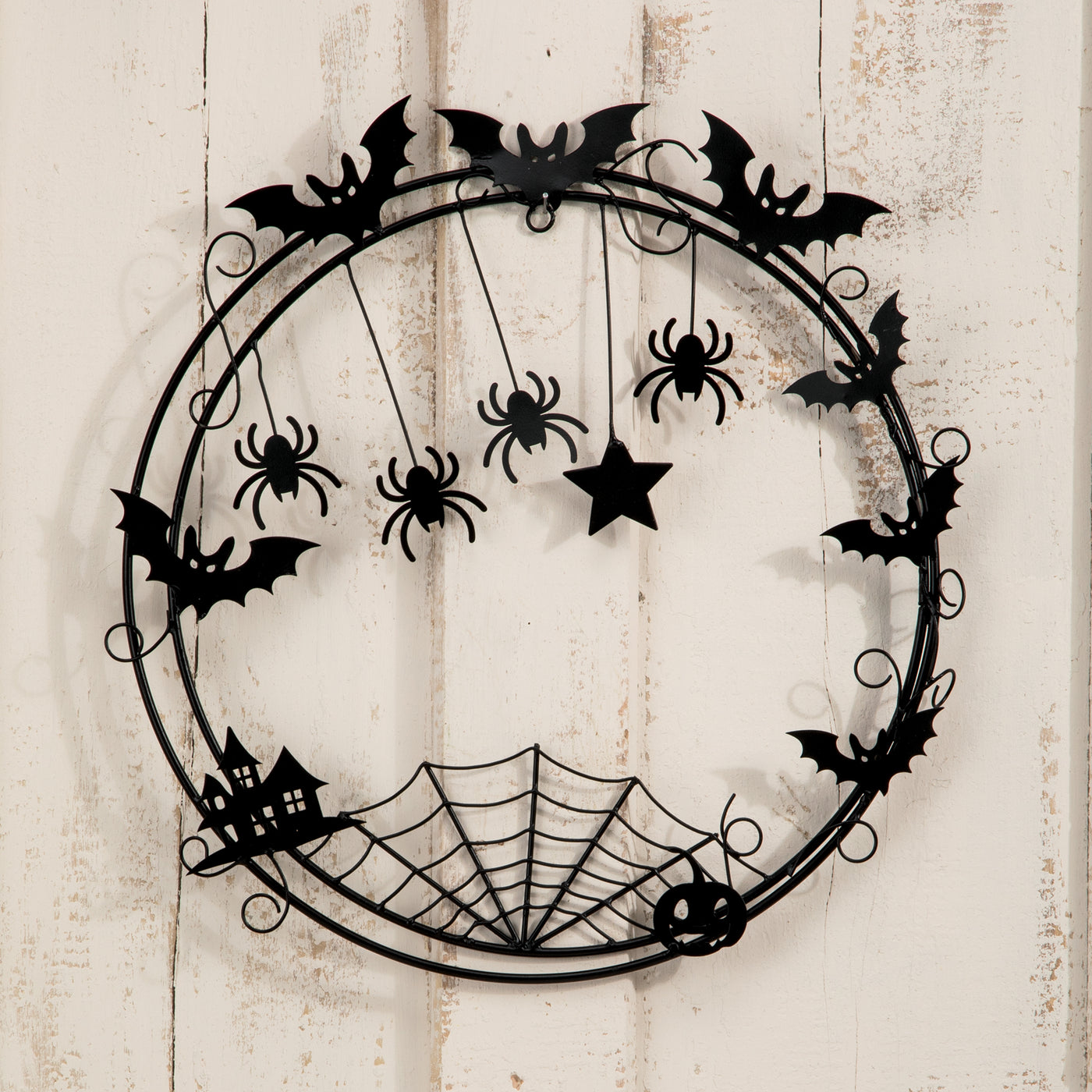 Spooky Black Iron Circle Wreath (Preorder)