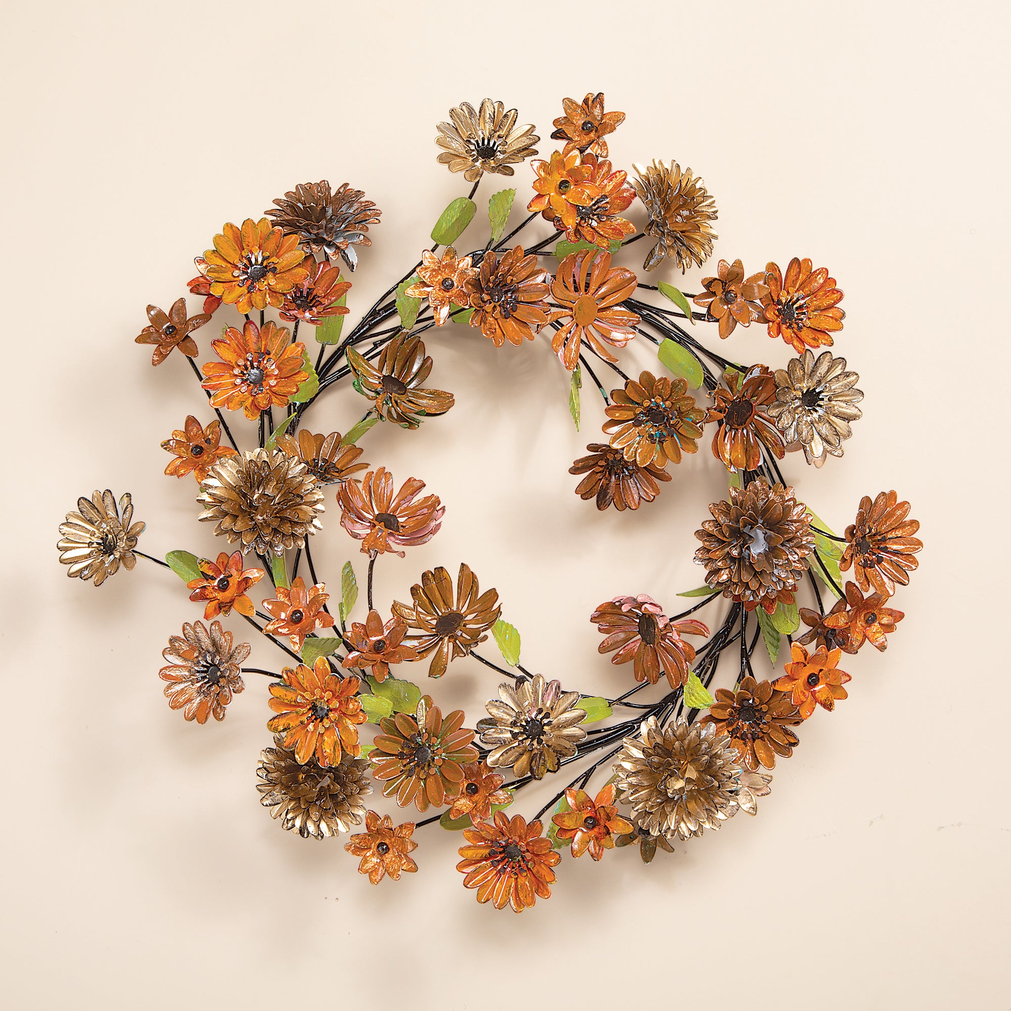 Hand-Painted Iron Fall Floral Wreath (Preorder)