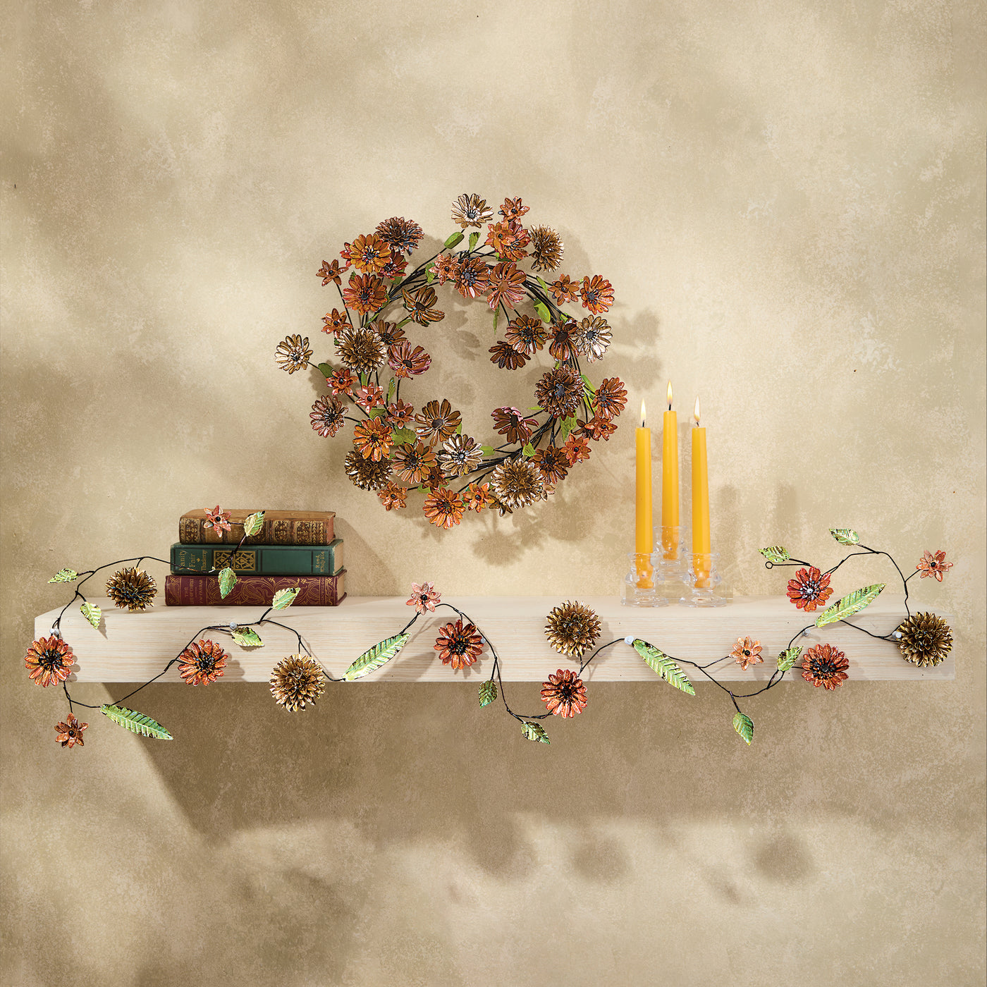 Hand-Painted Iron Fall Floral Wreath (Preorder)