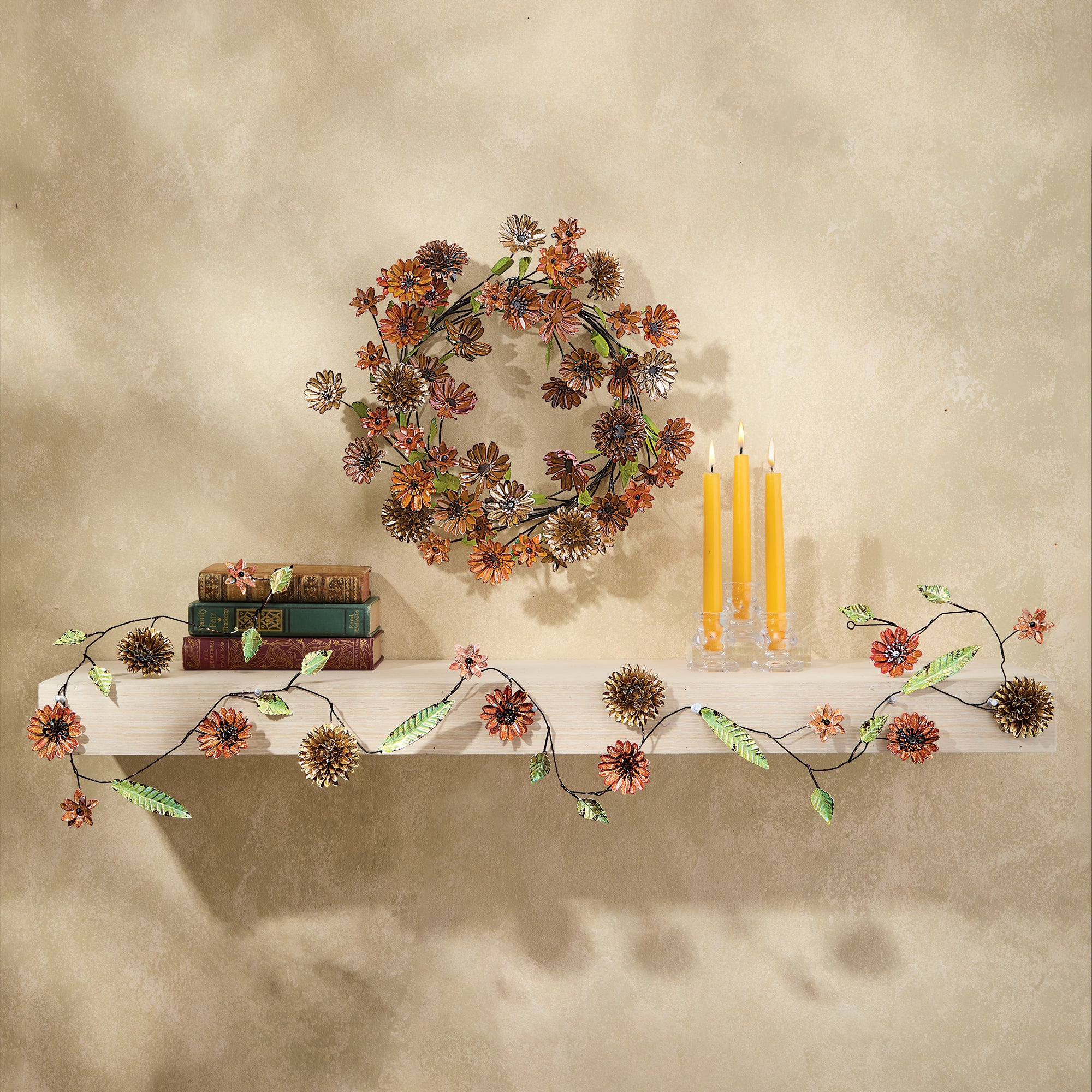 Hand-Painted Iron Fall Floral Wreath (Preorder)