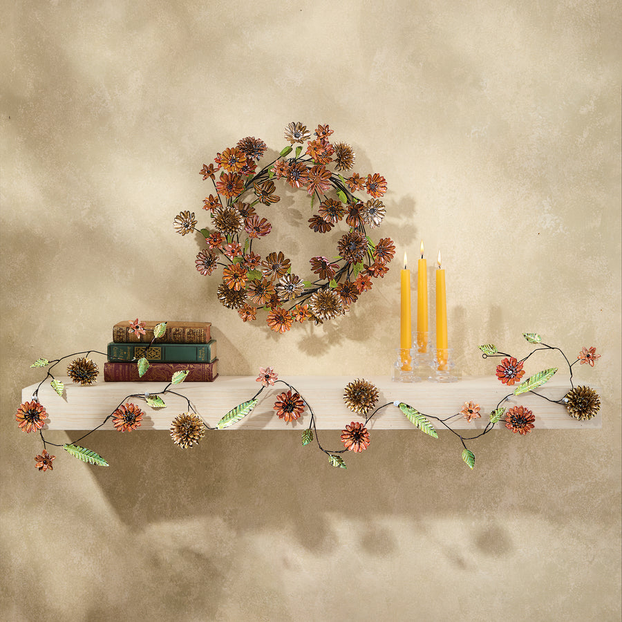 Hand-Painted Iron Fall Floral Wreath (Preorder)