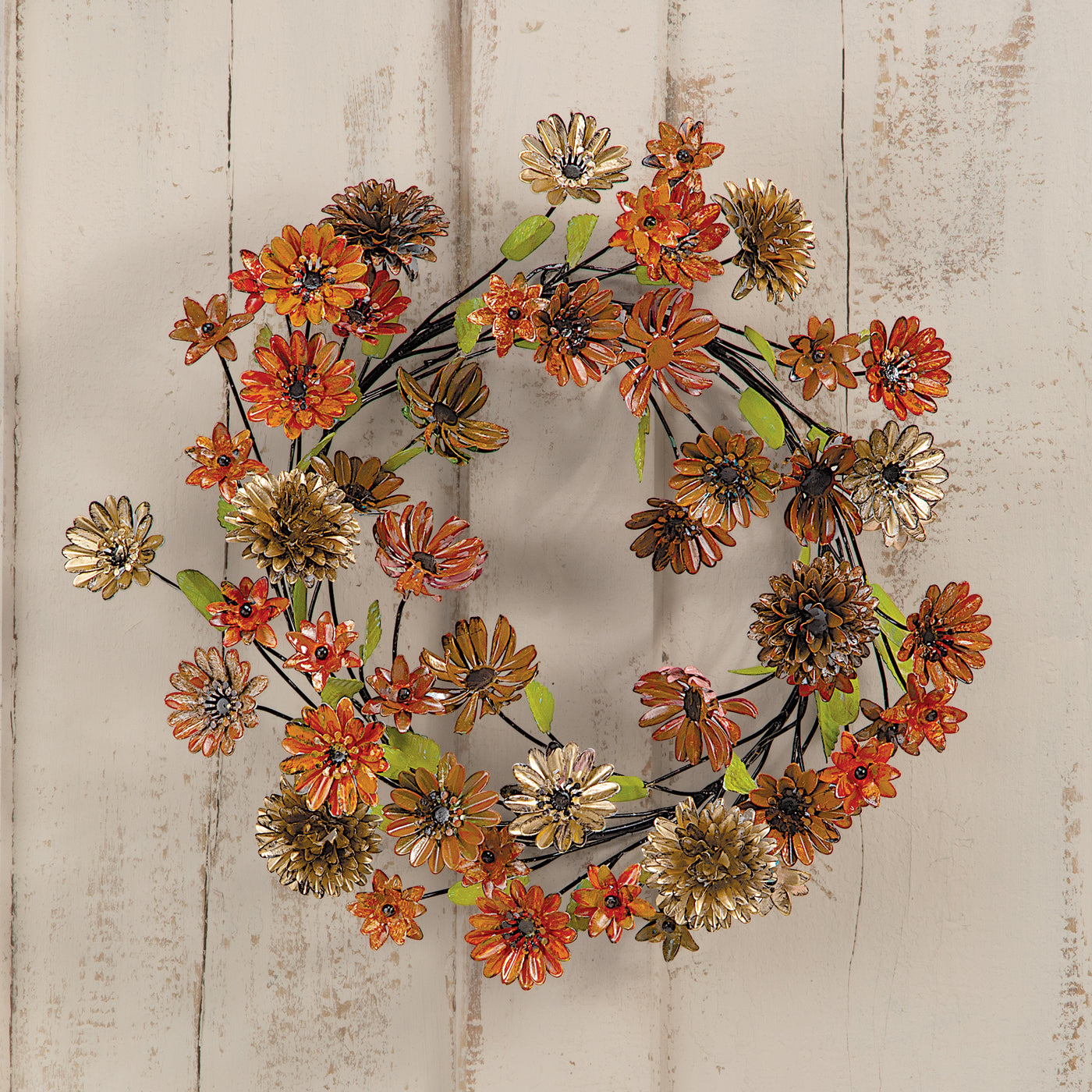 Hand-Painted Iron Fall Floral Wreath (Preorder)