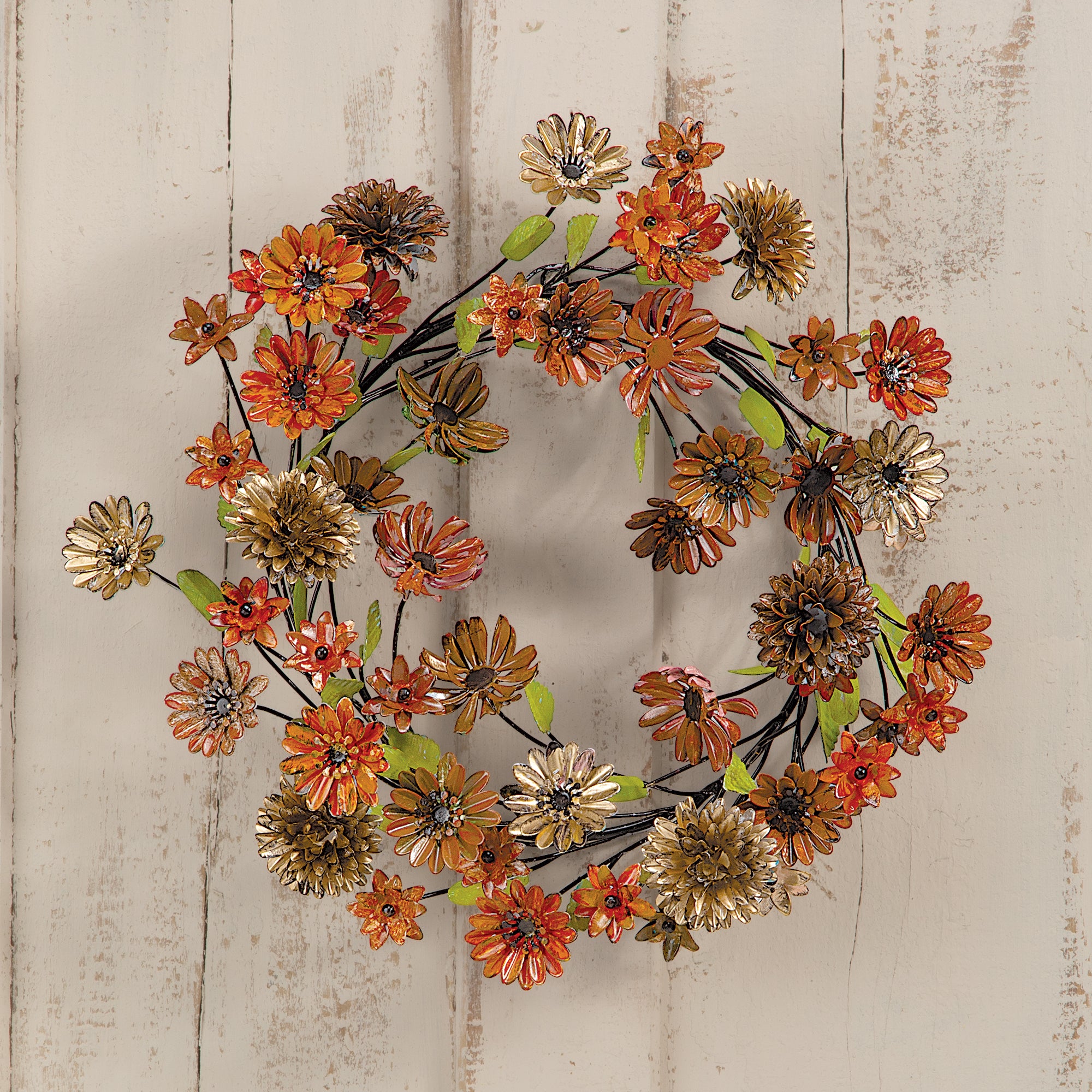 Hand-Painted Iron Fall Floral Wreath (Preorder)
