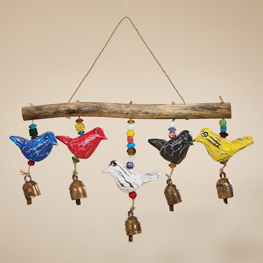 Hand-Carved Chirping Choir Wood Chime