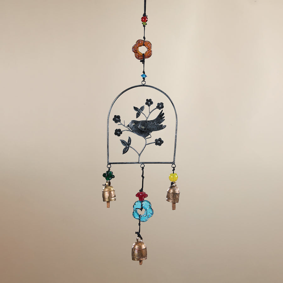 Hand-Cut Bird On A Branch Wind Chime