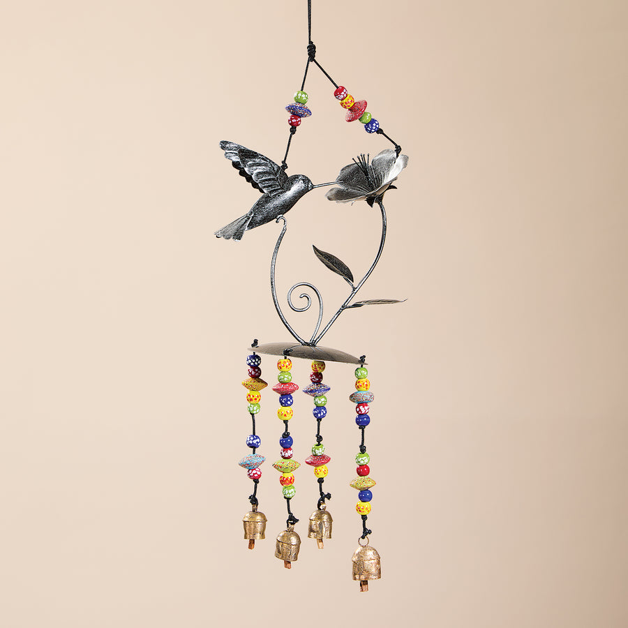 Hand Cut Feeding Hummingbird Wind Chime (Preorder)