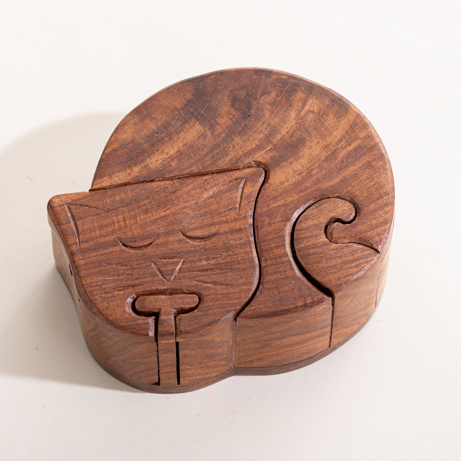 Rosewood Sleepy Kitty Puzzle Keepsake Box (Preorder)