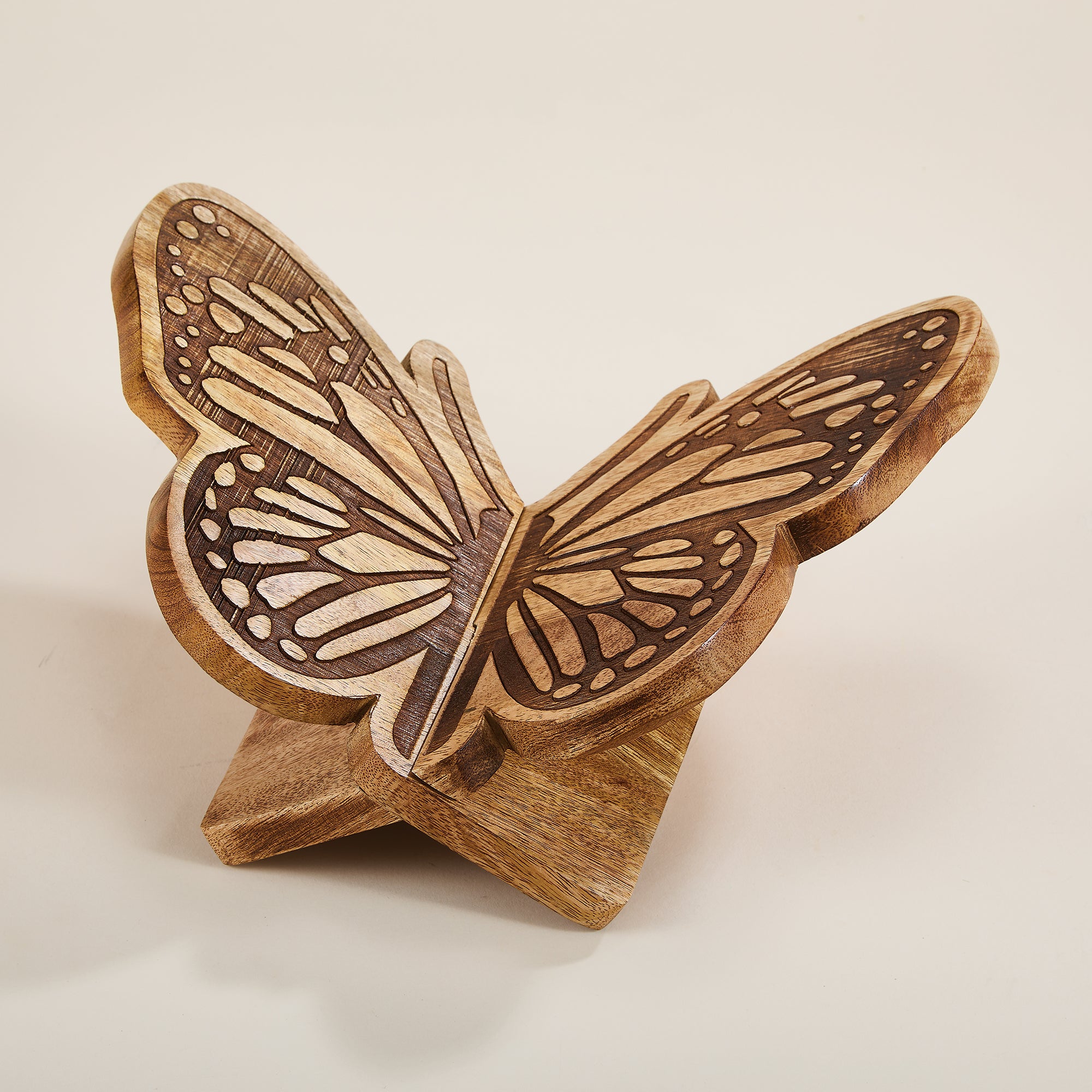 Mango Wood Butterfly Book Stand