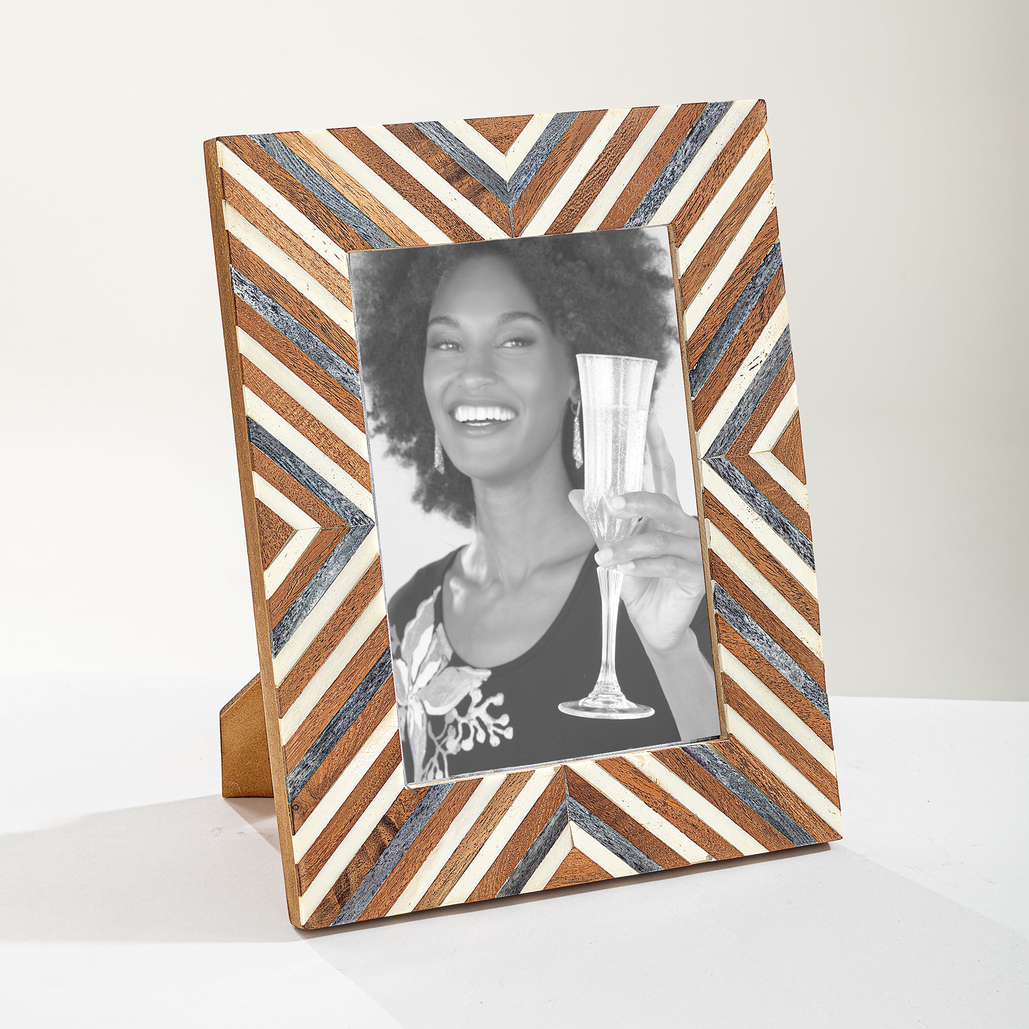 Hand-Carved & Inlaid Mango Wood Picture Frame