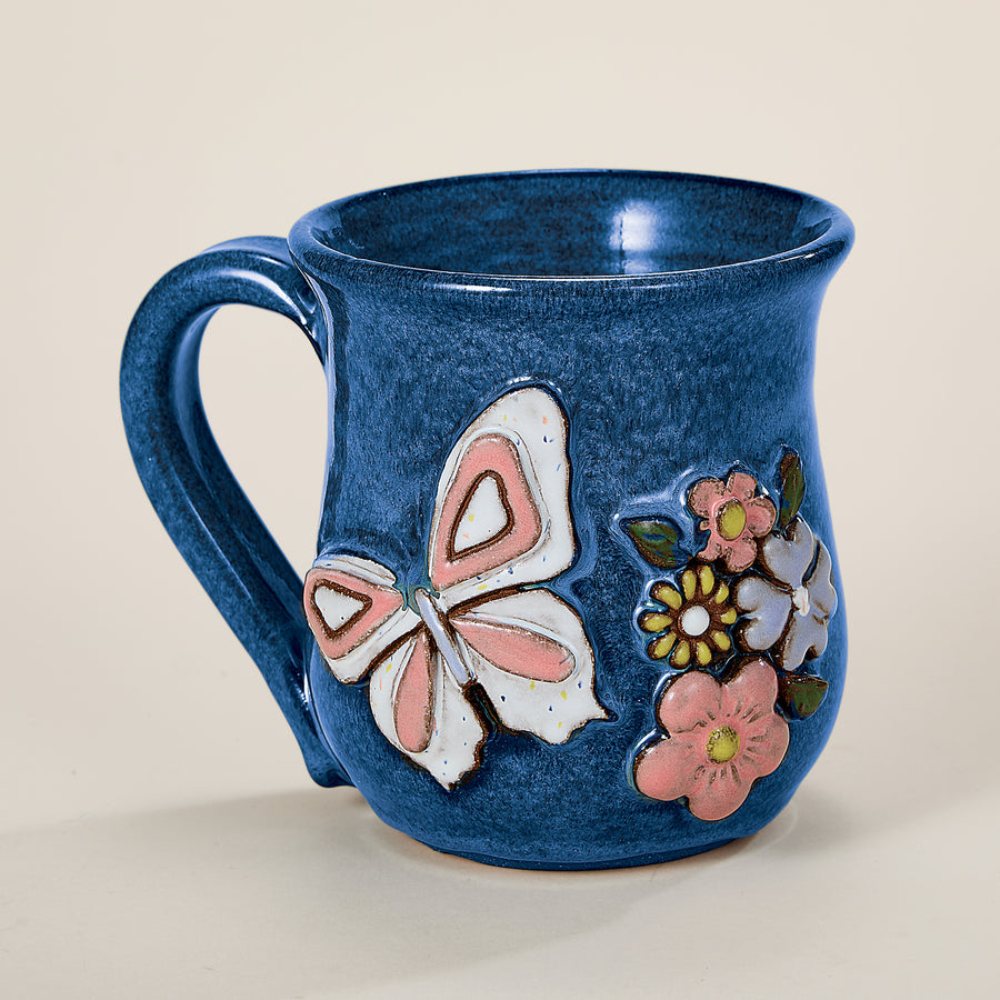 Butterfly & Flowers Mug, 14oz.