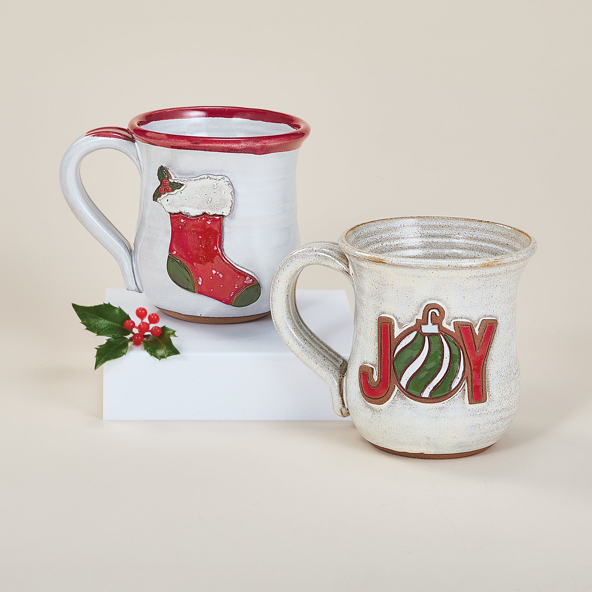 Holly Stocking Mug, 14oz.