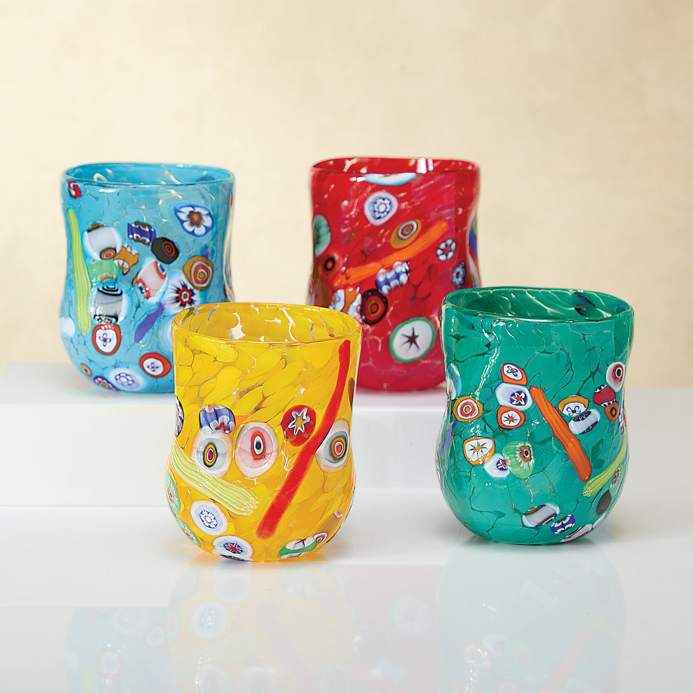 Murano Glass Millefiori Murrine Glasses, Set of 4 (Preorder)
