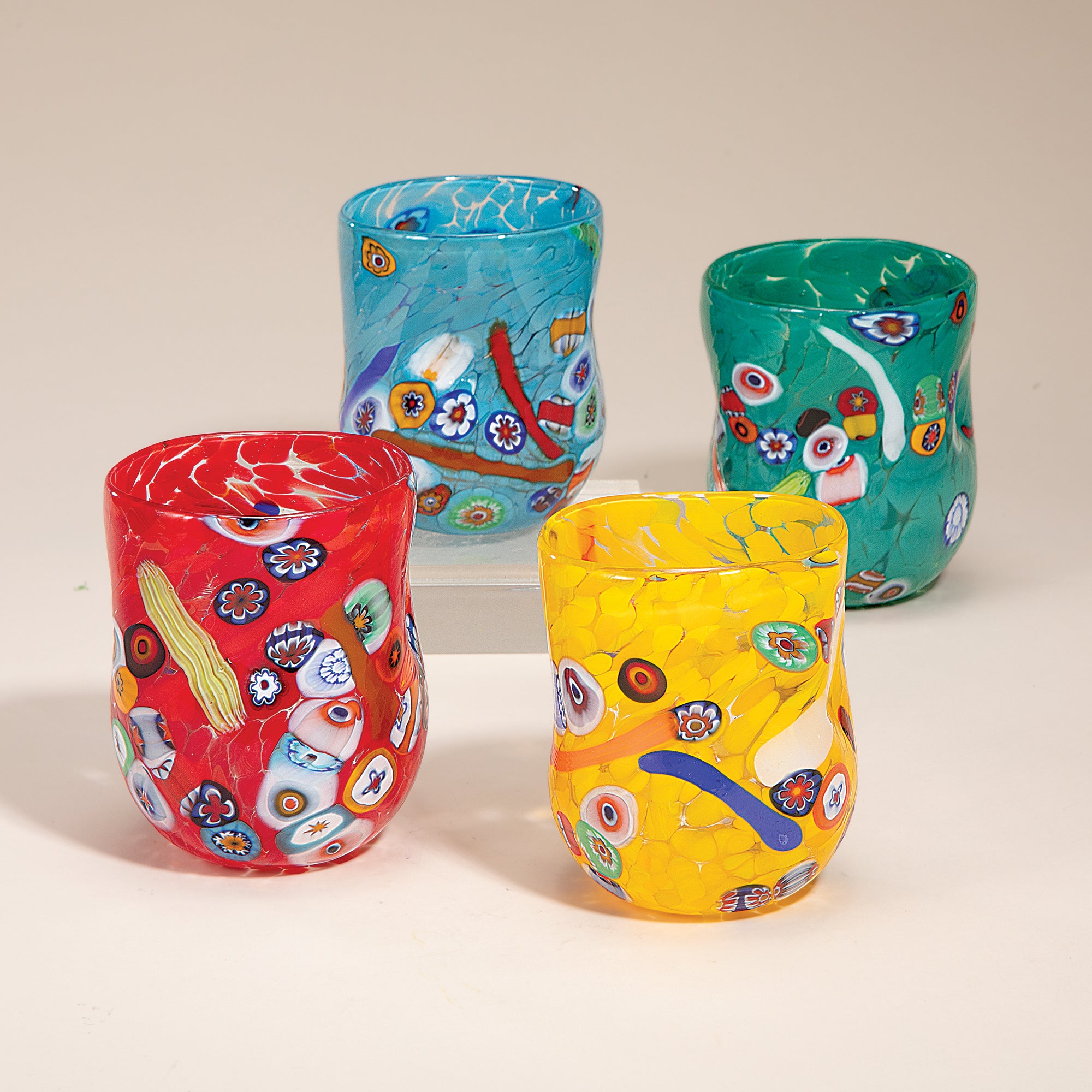 Murano Glass Millefiori Murrine Glasses, Set of 4 (Preorder)