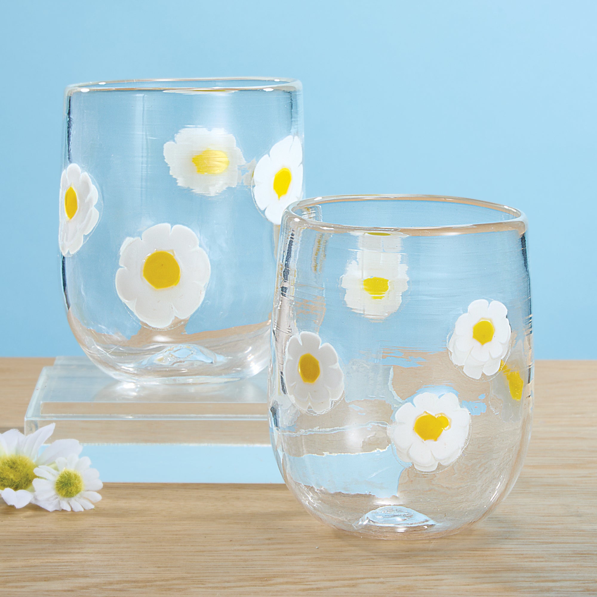 Millefiori Murano Darling Daisy Clear Drinking Glass