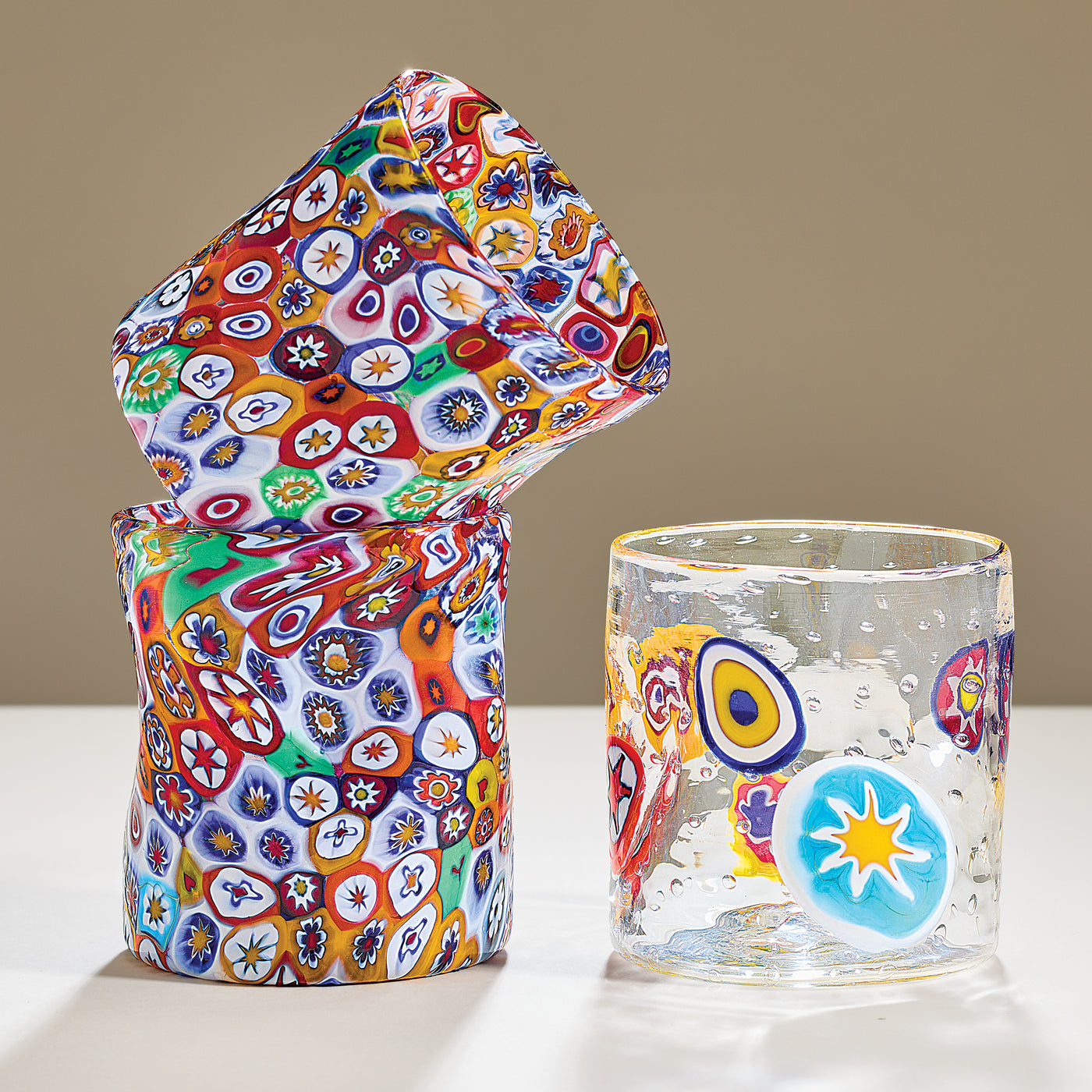 Allover Millefiori Murano Large Drinking Glass (Preorder)