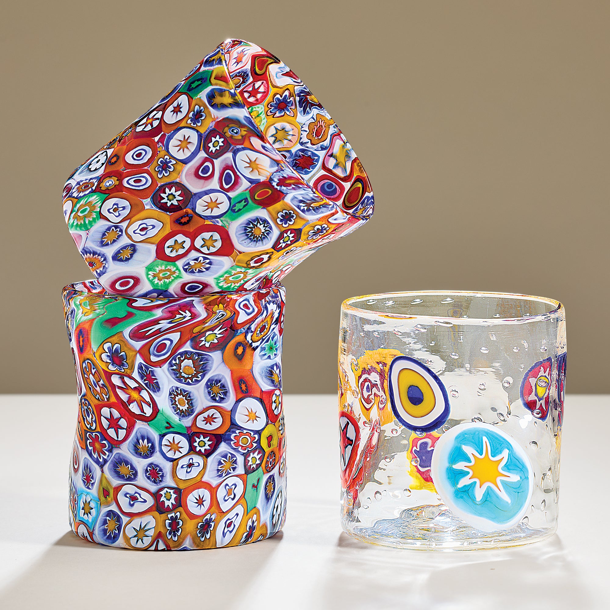 Allover Millefiori Murano Large Drinking Glass (Preorder)