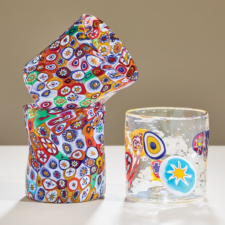 Allover Millefiori Murano Large Drinking Glass (Preorder)