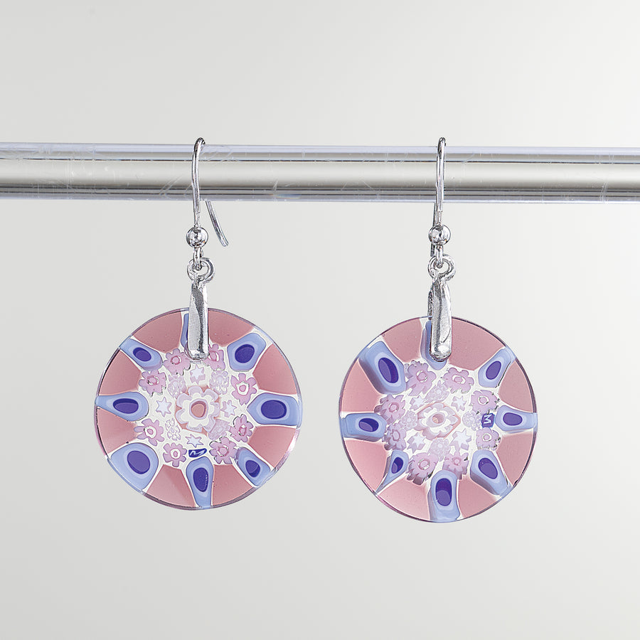 Murano Glass Millefiori Purple & Blue Earrings (Preorder)