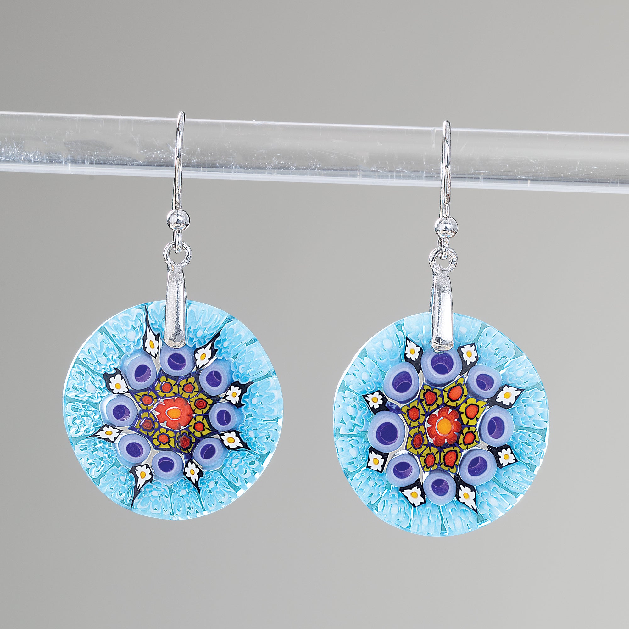 Murano Glass Millefiori Mandala Earrings