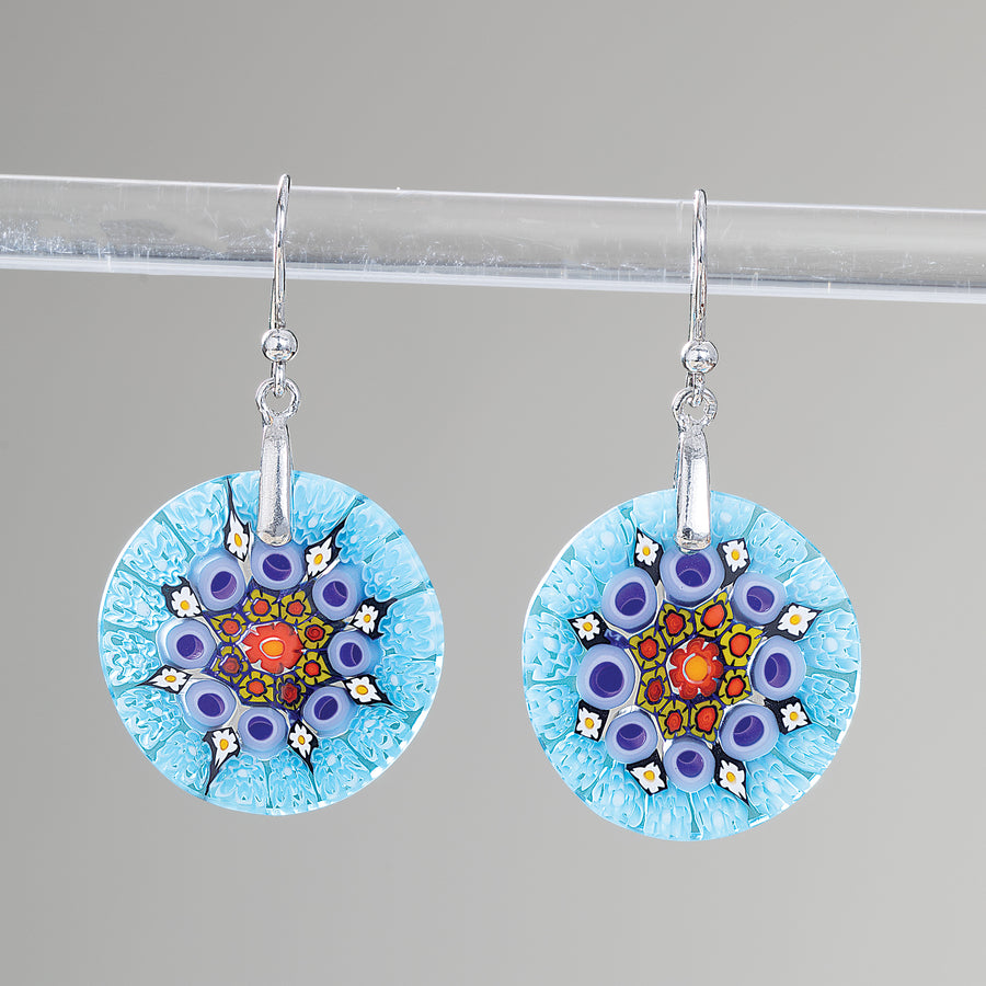 Murano Glass Millefiori Mandala Earrings