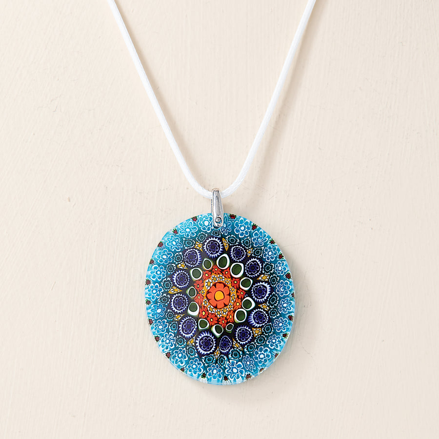 Murano Glass Millefiori Mandala Pendant Necklace (Preorder)