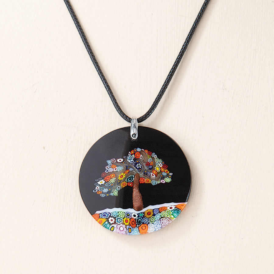 Murano Glass Millefiori Tree Of Life Pendant Necklace (Preorder)