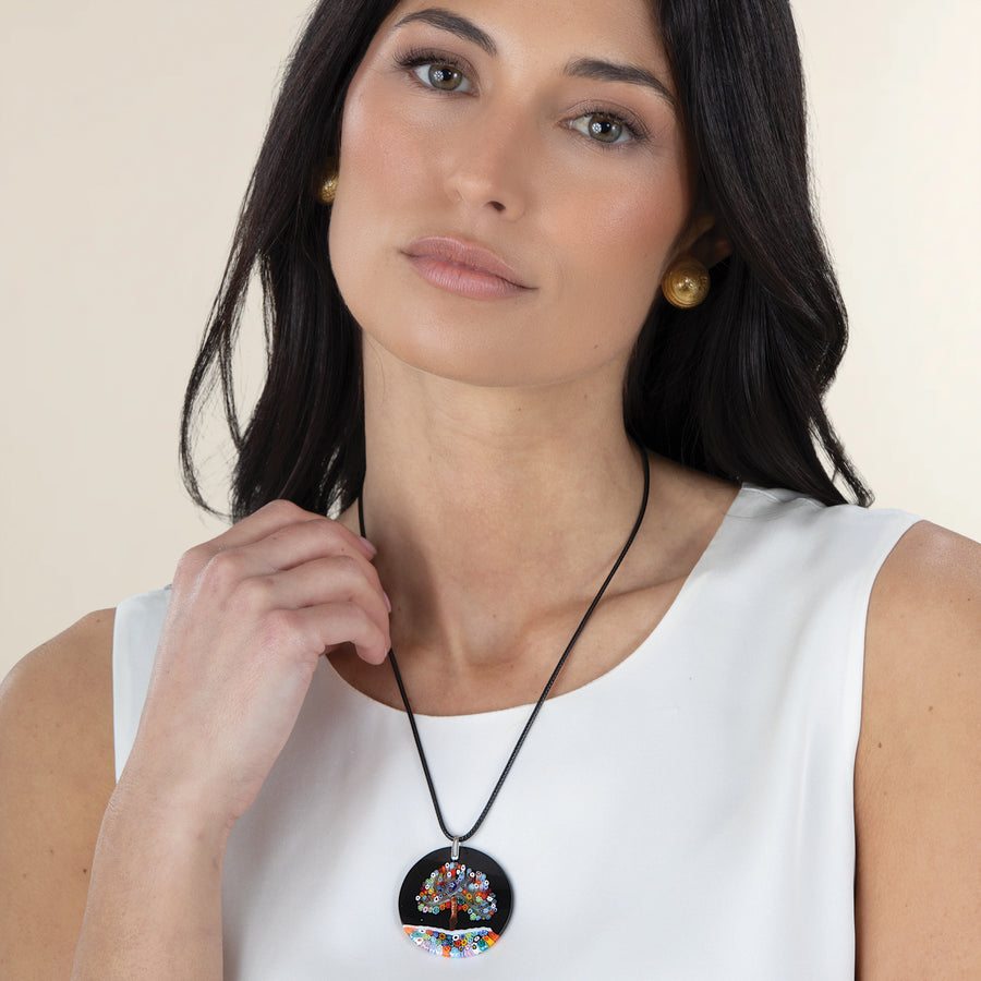 Murano Glass Millefiori Tree Of Life Pendant Necklace (Preorder)