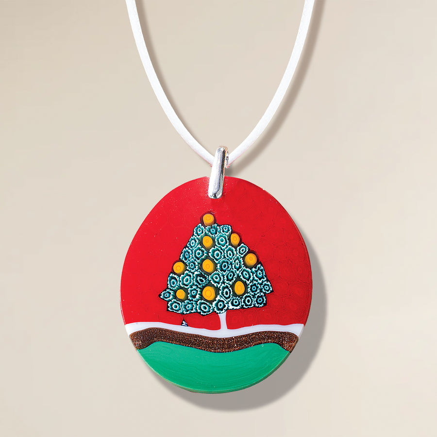 Murano Glass Millefiori Christmas Tree Pendant Necklace (Preorder)