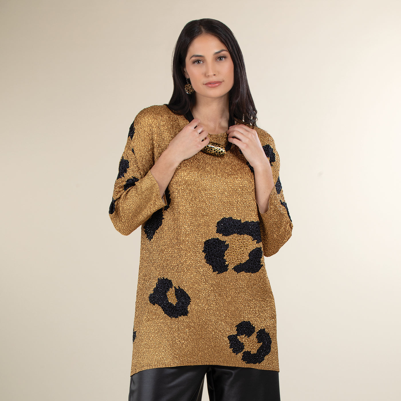 Leopard Print Crinkle Tunic