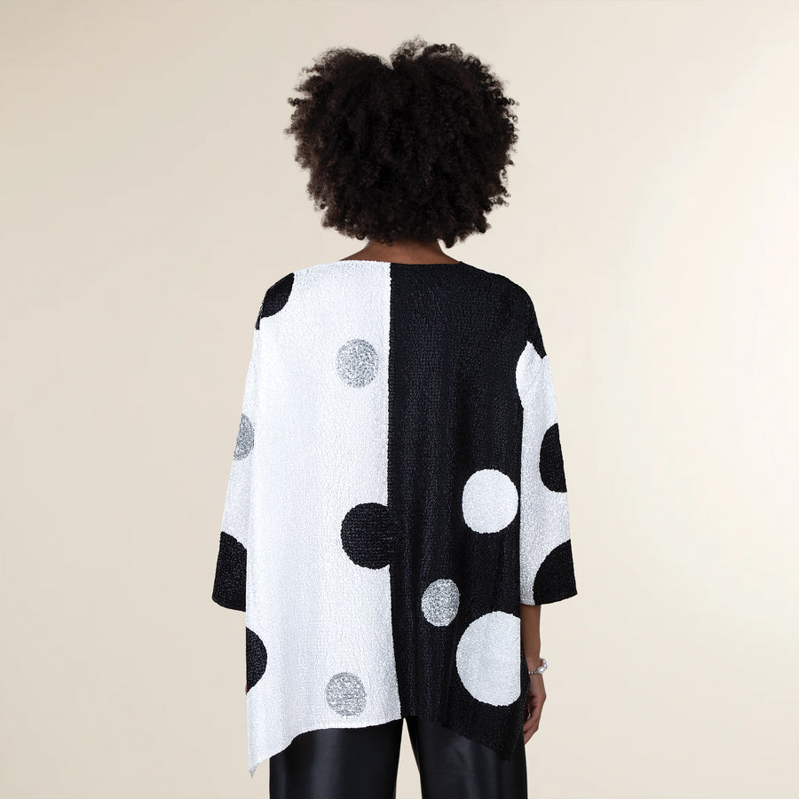 Black & White Dots On Colorblocks Crinkle Tunic (Preorder)