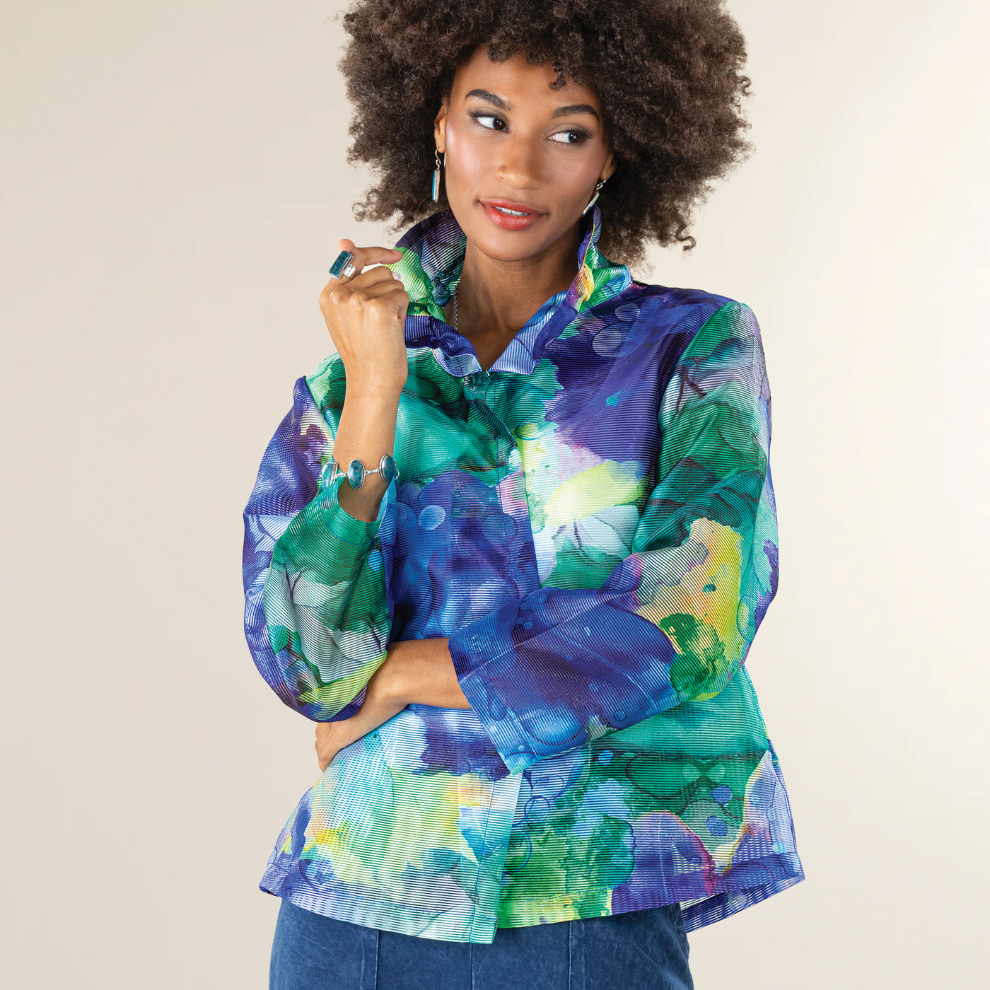 Watercolor Abstract Burnout Jacket