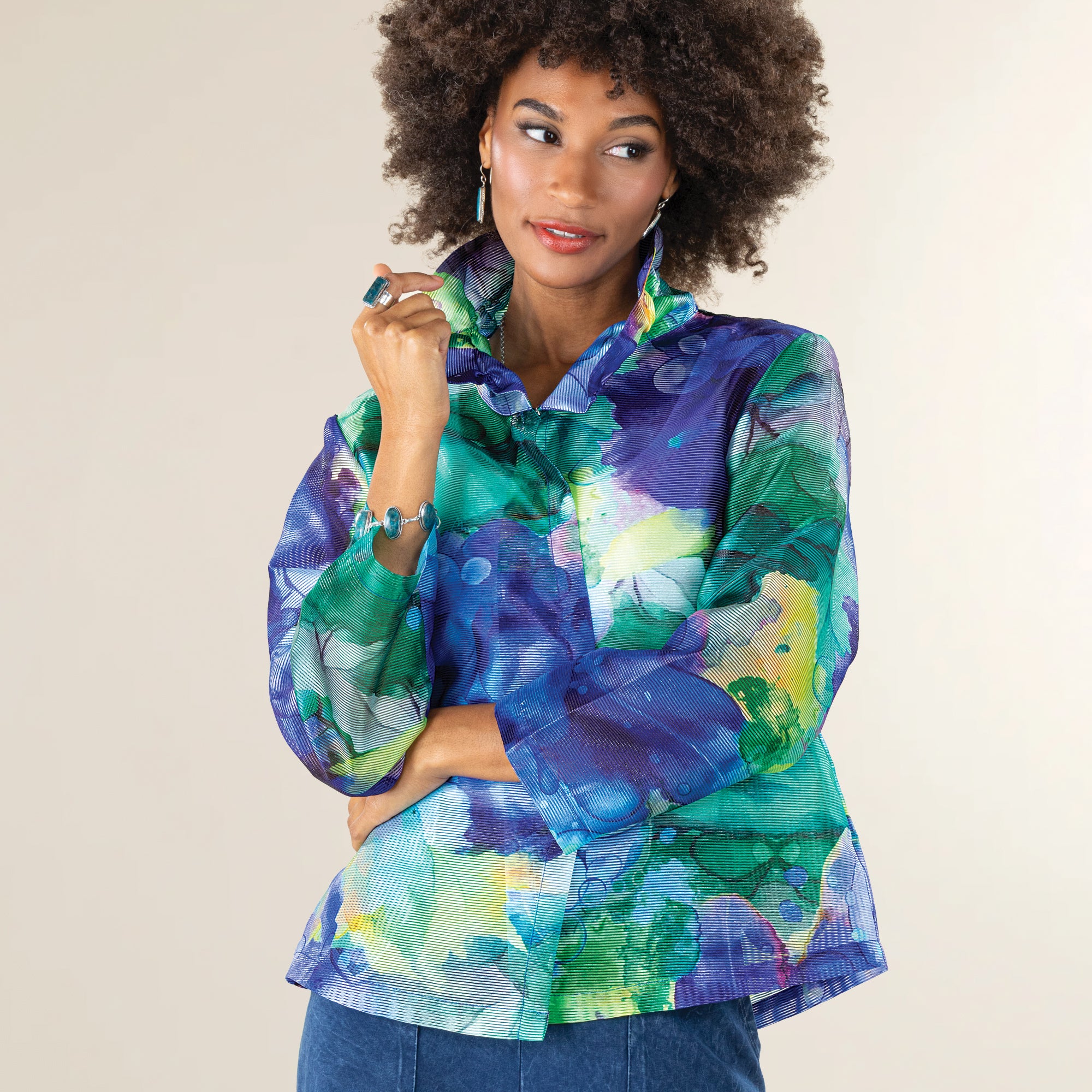 Watercolor Abstract Burnout Jacket