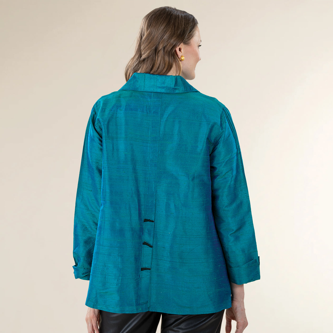Peacock Blue Silk Cocktail Blouse