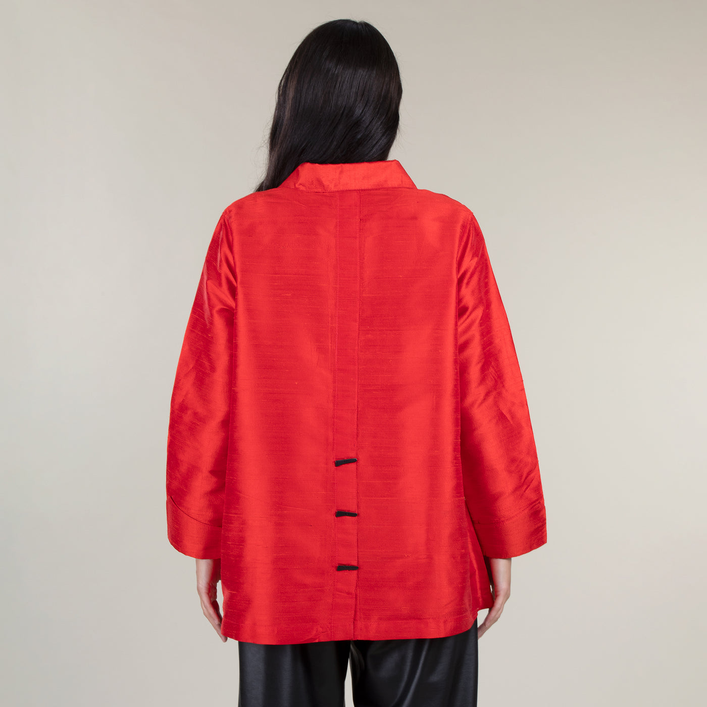 Royal Red Silk Cocktail Blouse