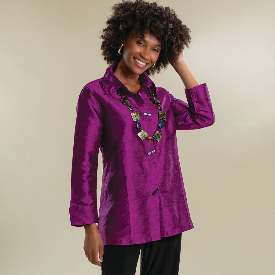Violet Silk Cocktail Blouse