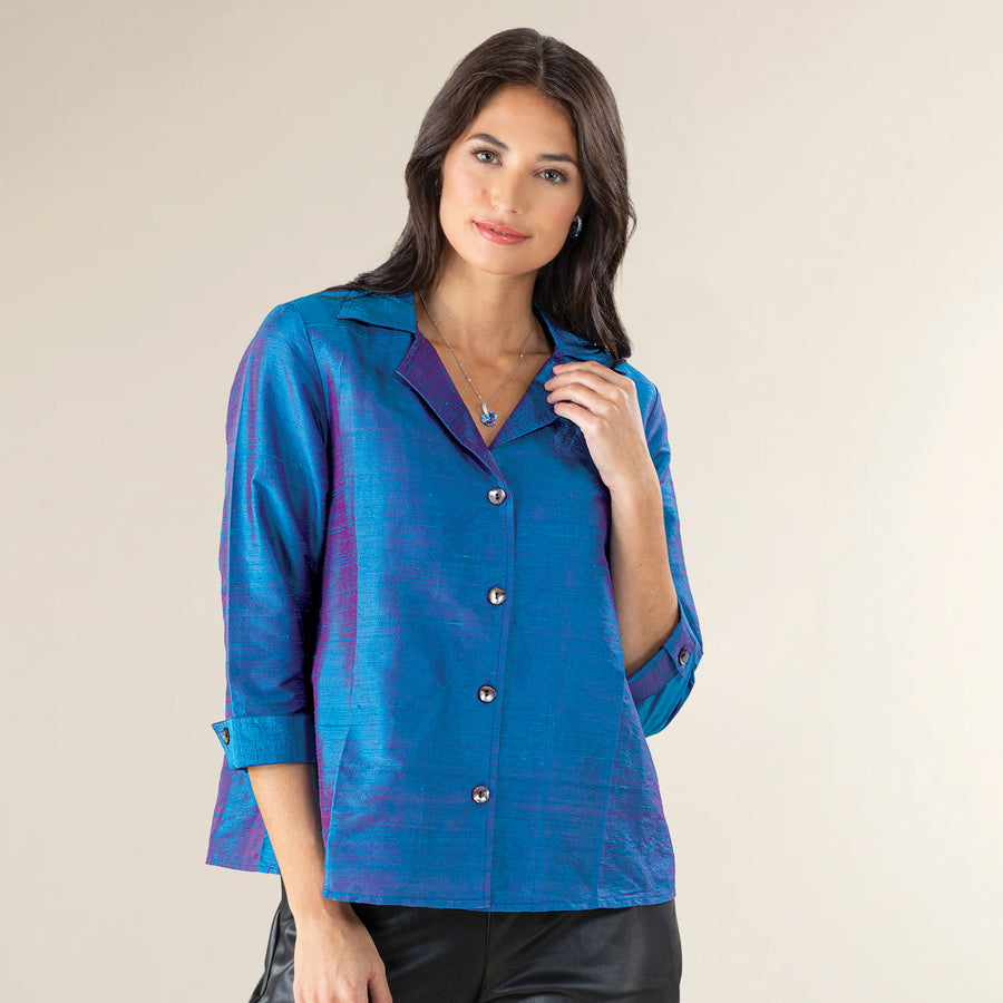 Frosted Plum Silk Cocktail Blouse