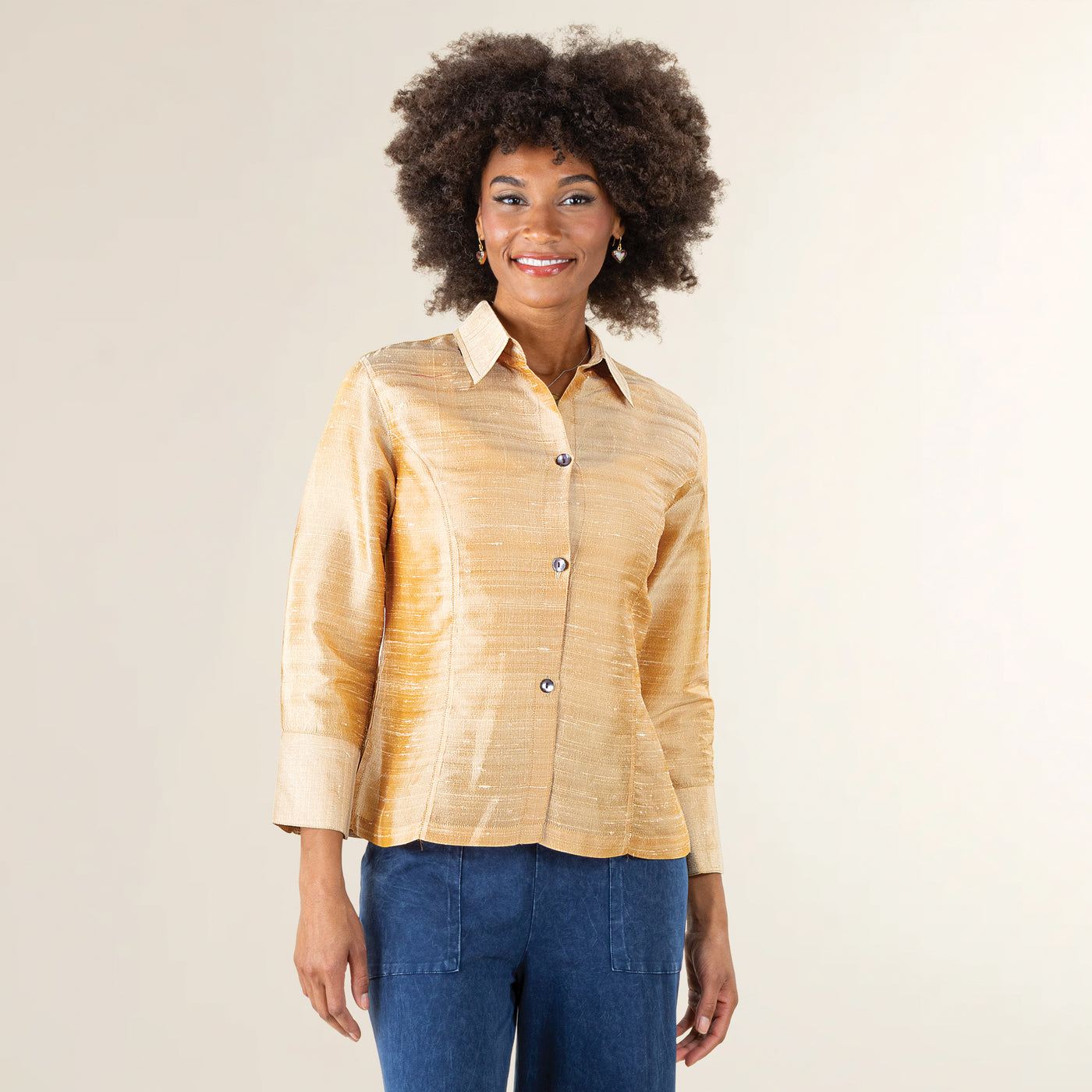 Champagne Silk Cocktail Blouse