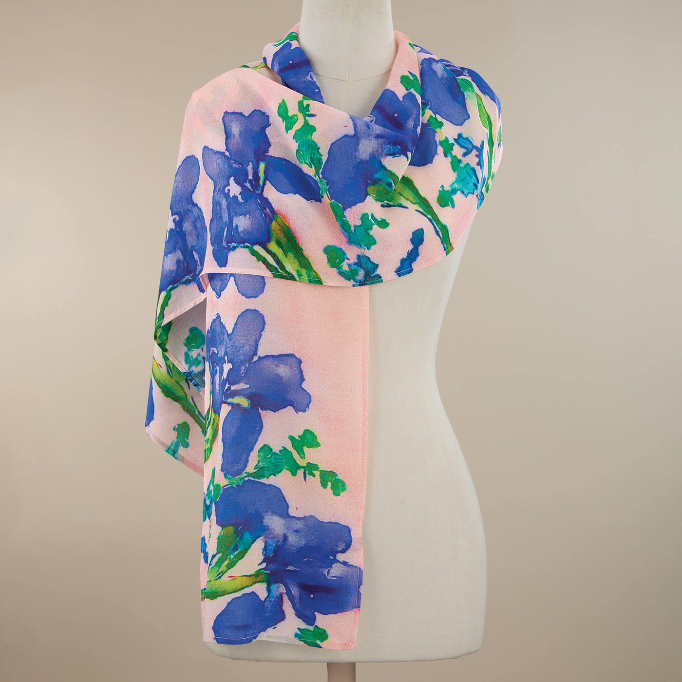 Blue Irises Cotton Scarf