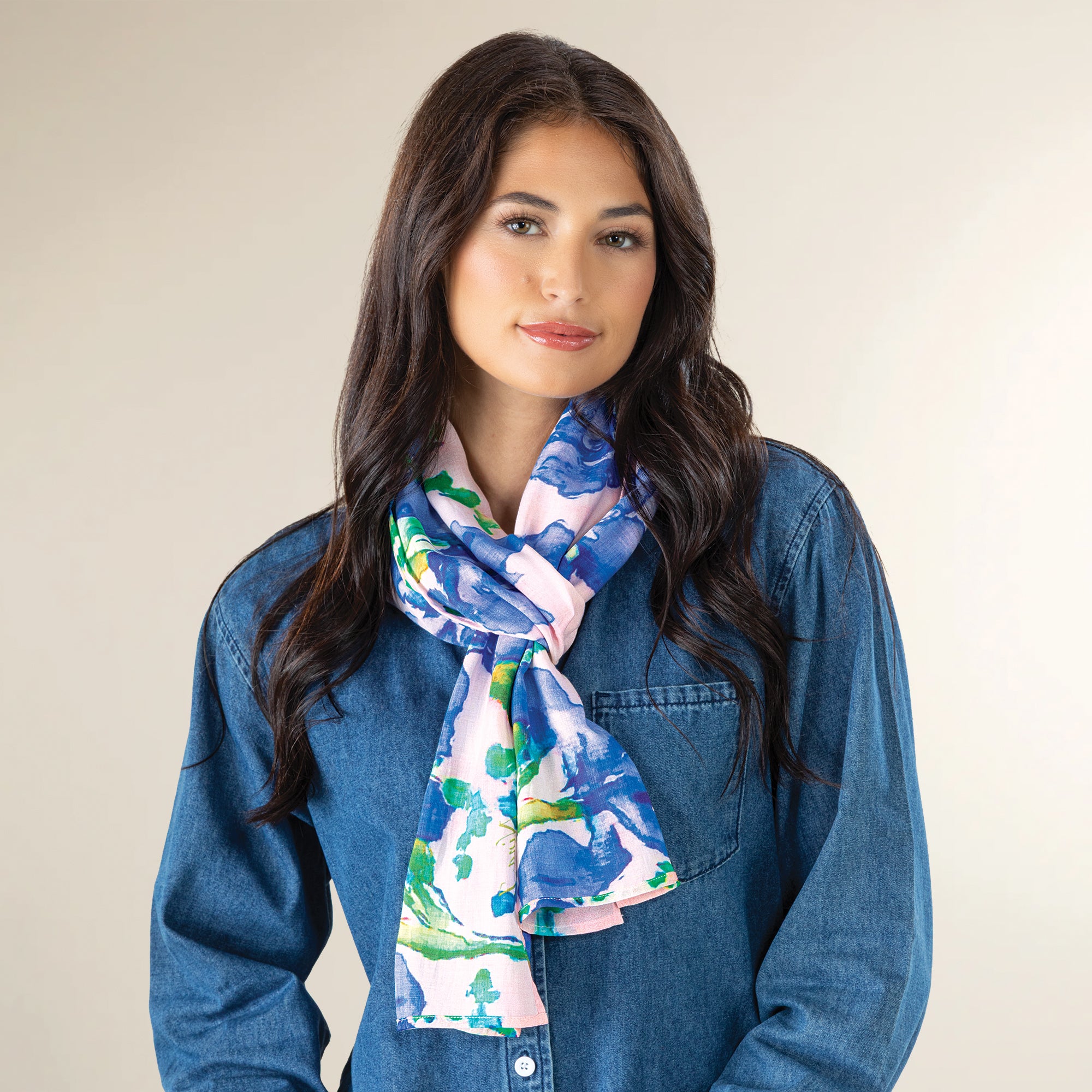 Blue Irises Cotton Scarf