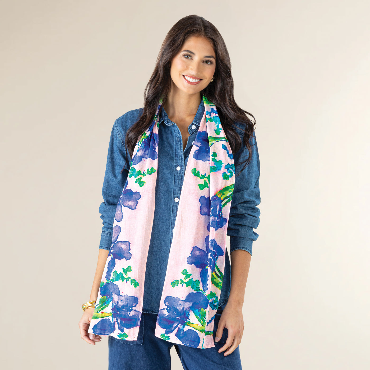 Blue Irises Cotton Scarf
