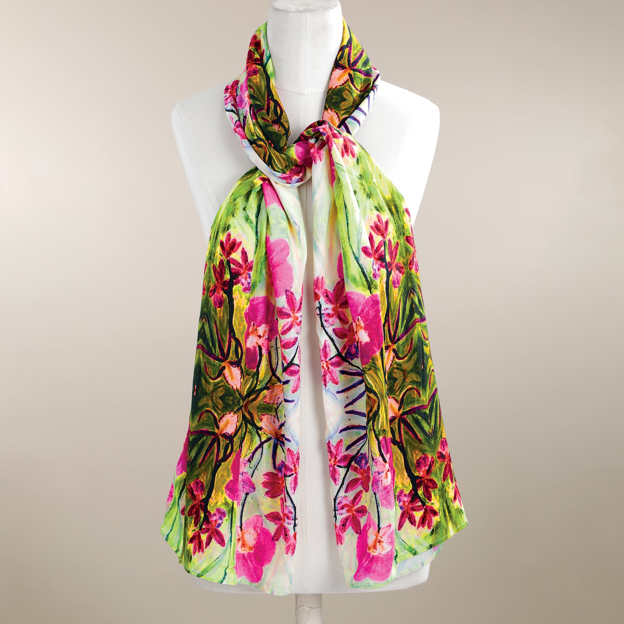 Hot House Orchid Cotton Scarf
