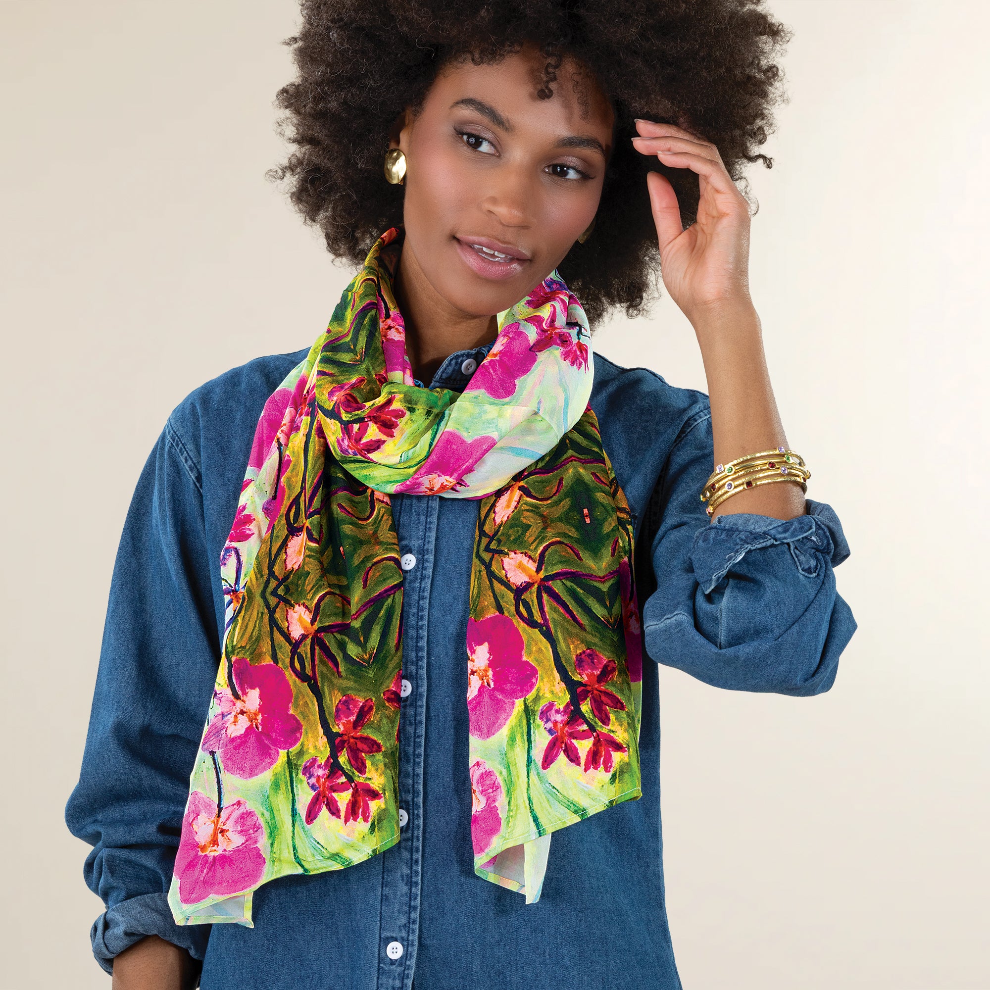 Hot House Orchid Cotton Scarf