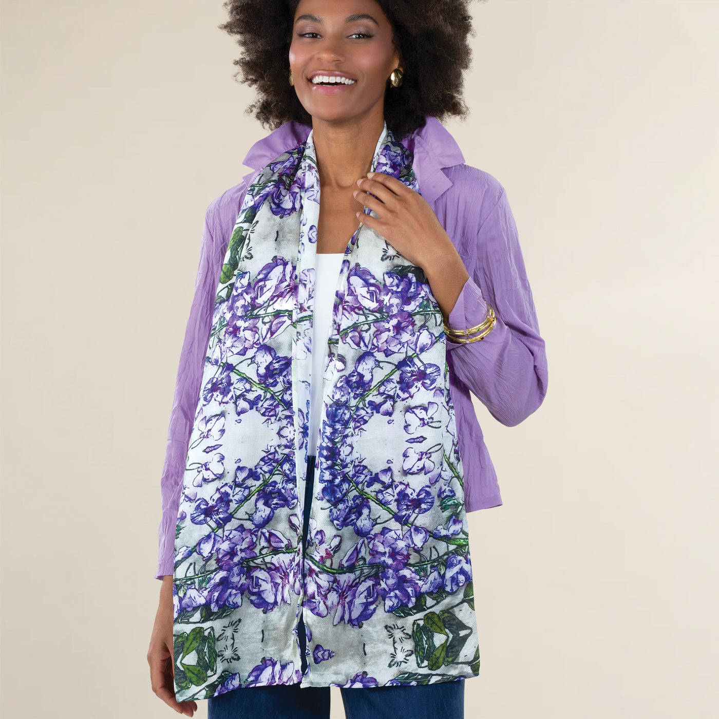 Winding Wisteria Silk Scarf