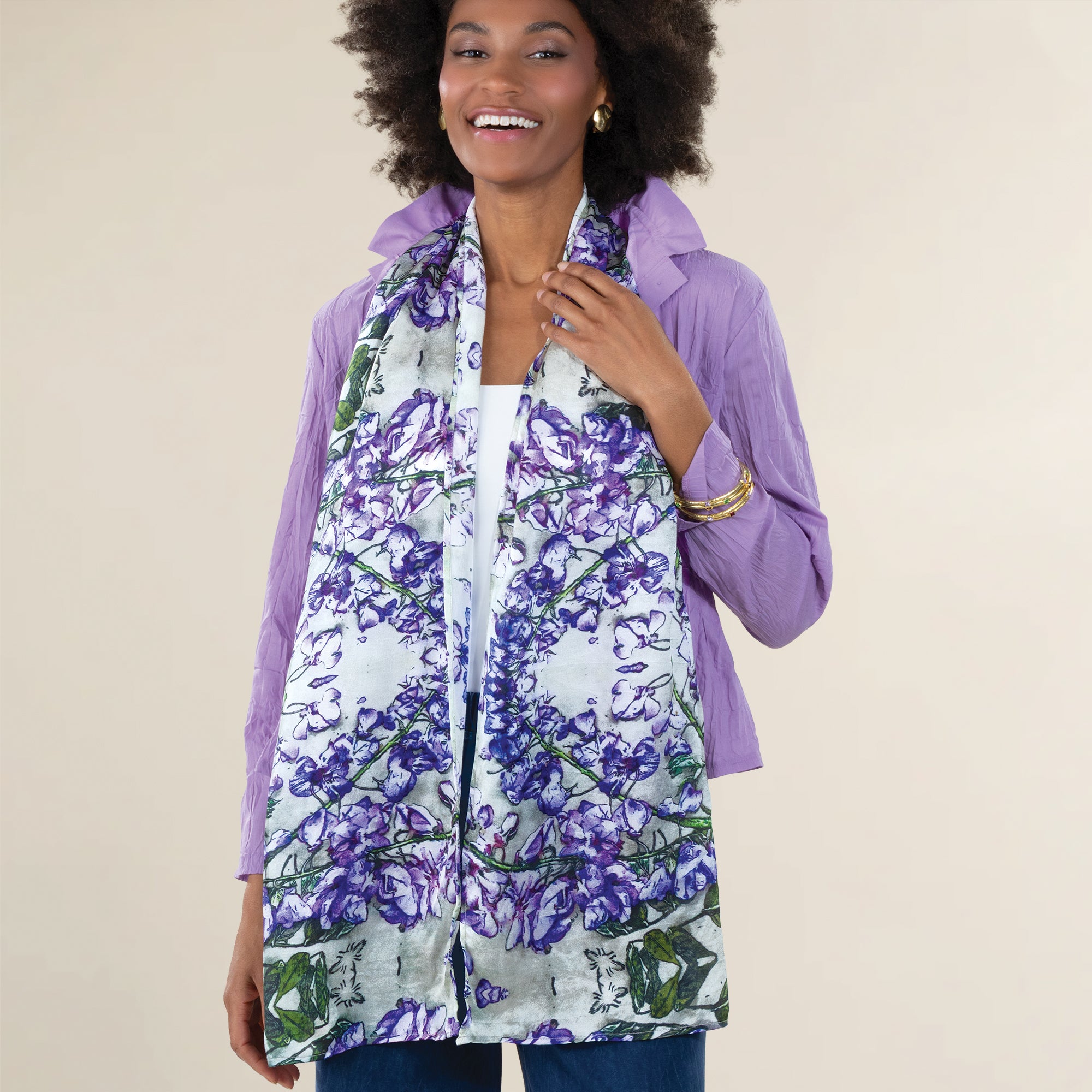Winding Wisteria Silk Scarf