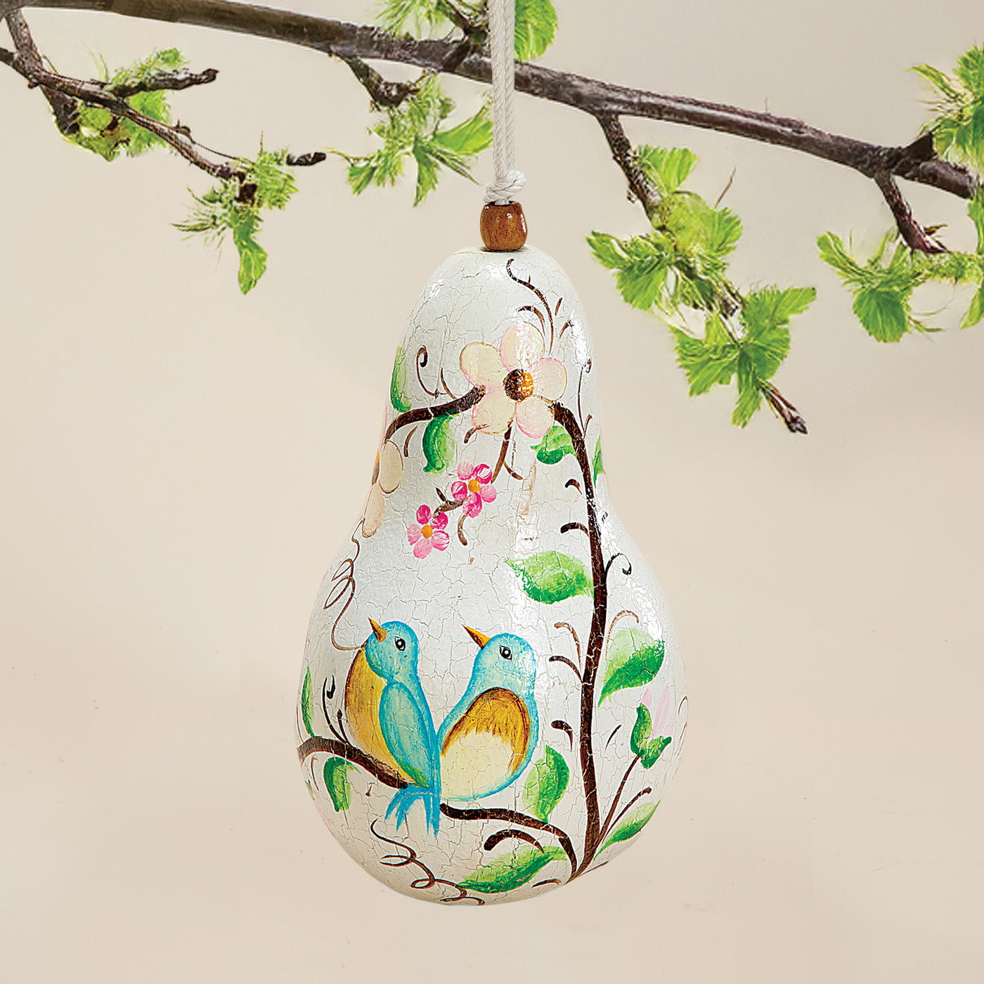 Hand-Painted Gourd Cherry Blossoms Birdhouse